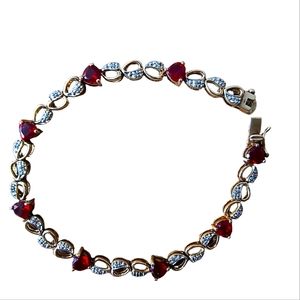 Vintage Gold Vermeil Ruby & CZ Tennis Or Line Bracelet